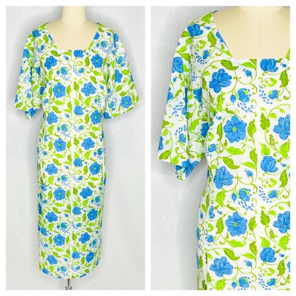 Vintage Dresses & Skirts - Vintage 70s 80s MOD MCM Floral Shift Dress Size L Large Cottagecore VLV Pinup Ro